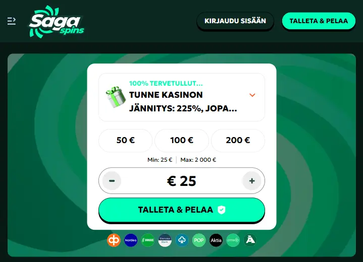 SagaSpins Casino talletus SagaSpins Casino talletus