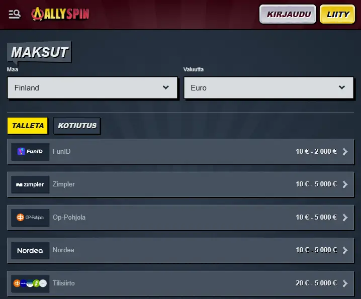 AllySpin Casino talletus AllySpin Casino talletus