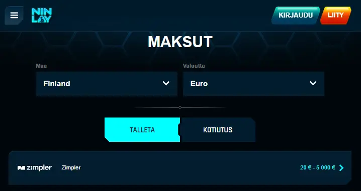 Ninlay Casino talletus