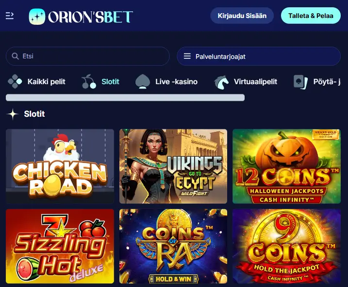 OrionsBet Casino pelit