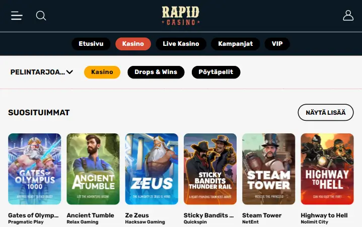 Rapid Casino pelit