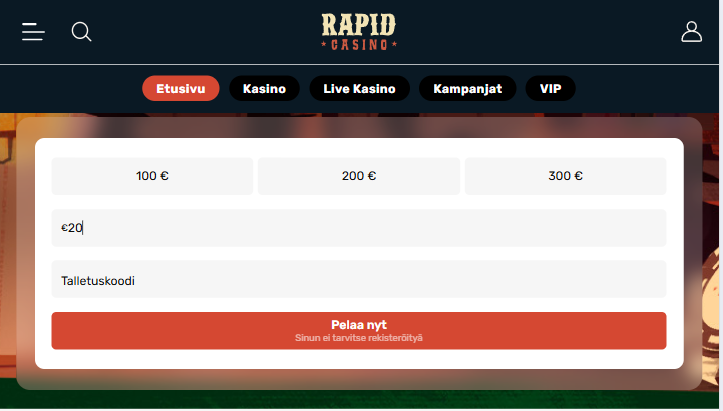 Rapid Casino talletus