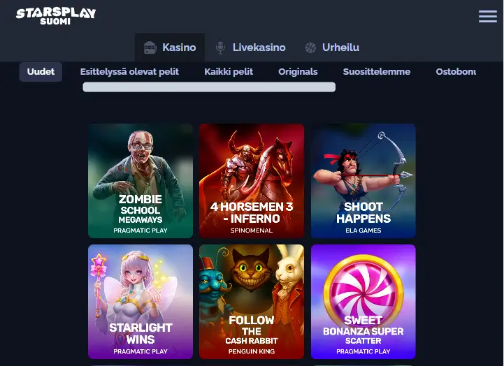 StarsPlay Casino pelit