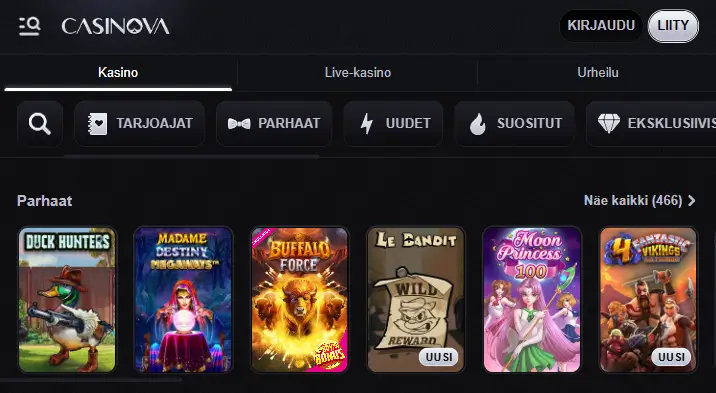 Casinova Casino pelit