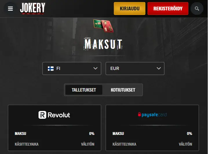 Jokery Casino talletus