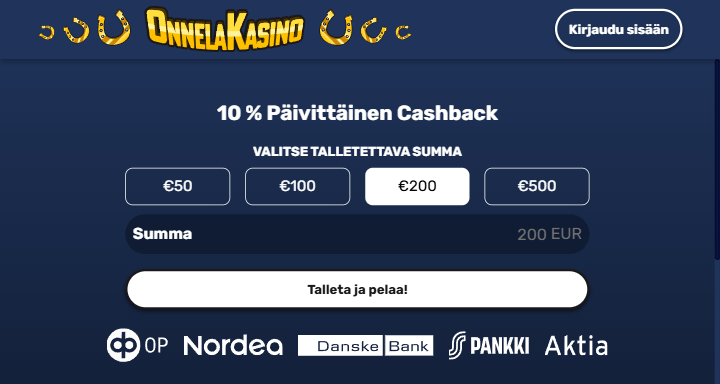 Onnela Kasino talletus