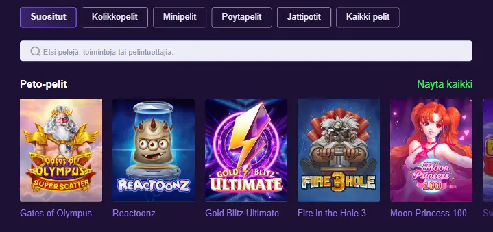 Pelipeto Casino pelit