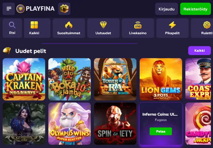 Playfina Casino pelit
