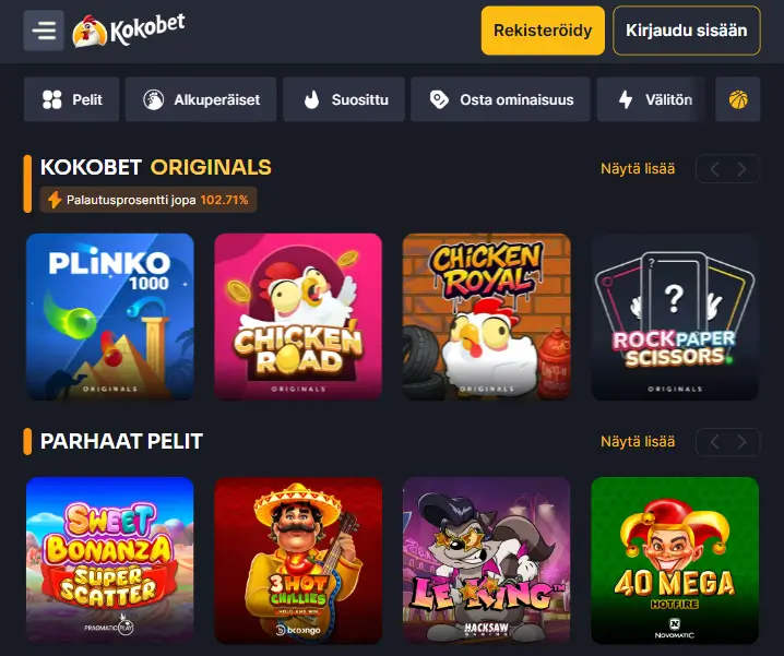 Kokobet Casino pelit