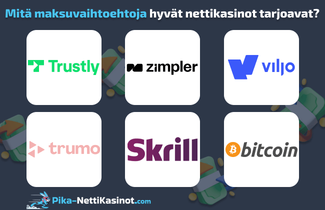Parhaiden nettikasinoiden maksuvaihtoehdot Parhaiden nettikasinoiden maksuvaihtoehdot