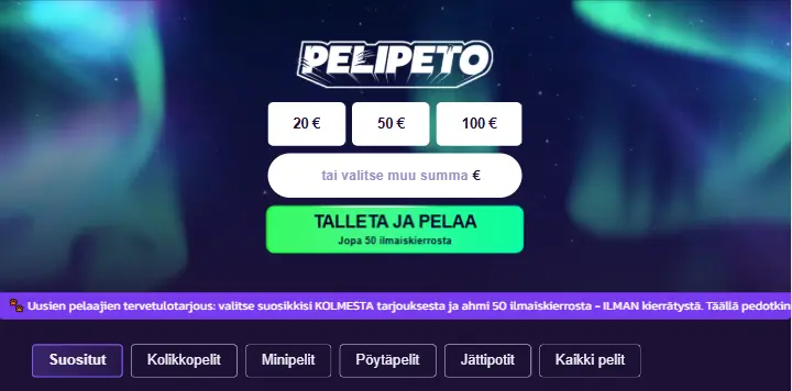 Parasta pikakasinoa - Pelipeto