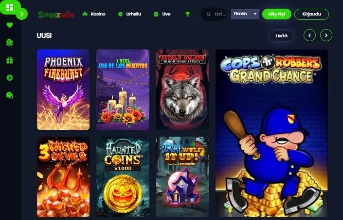 SpinzWin Casino pelit