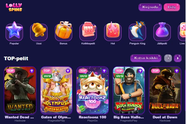 LollySpins Casino pelit