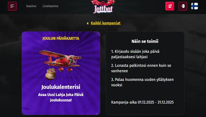 Jettbet joulukalenteri Jettbet joulukalenteri