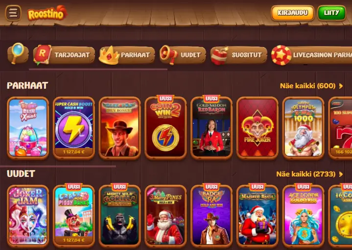 Roostino Casino pelit