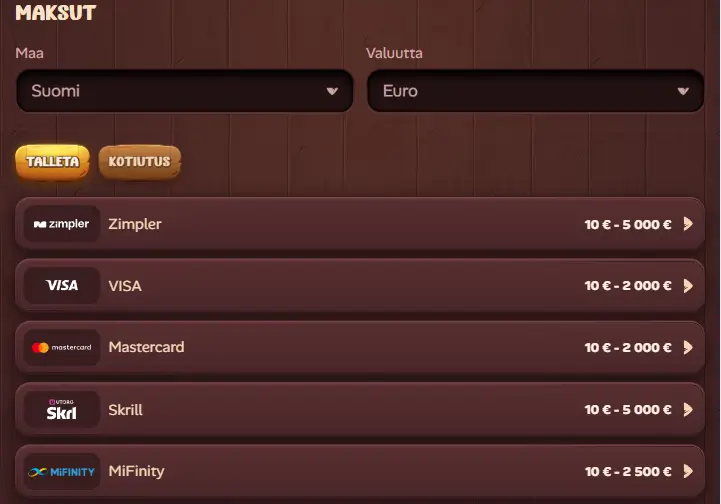 Roostino Casino talletus