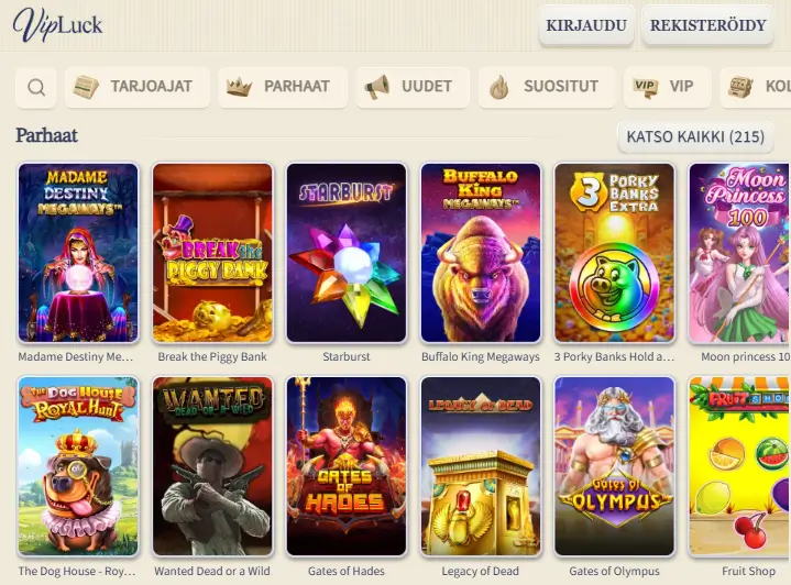 VIPLuck Casino pelit