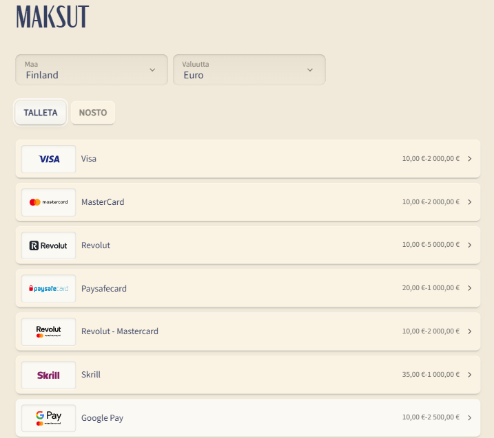 VIPLuck Casino talletus