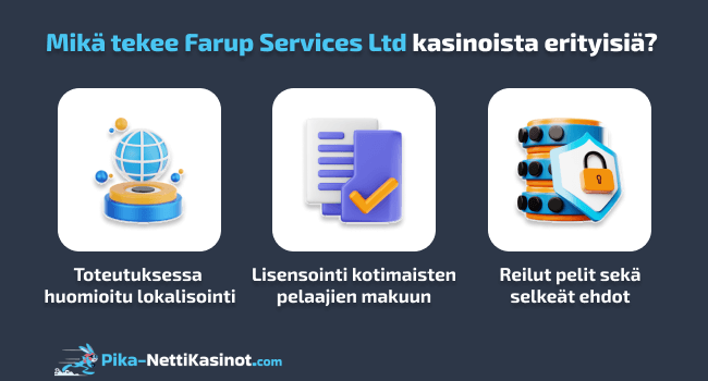 Mikä tekee Farup Services Ltd kasinoista erityisiä?