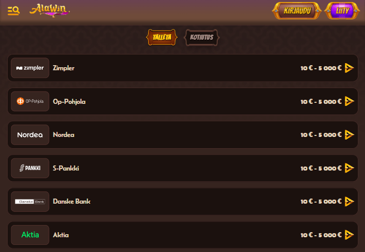 Alawin Casino talletus