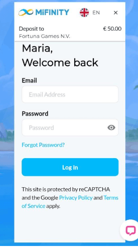 MiFinity talletus - vaihe 4 - Kirjaudu MiFinity lompakkoosi ja vahvista maksu