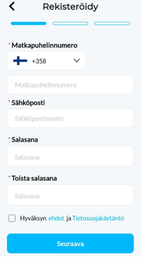 MiFinity-tilin luominen - vaihe 1 - Rekisteröityminen