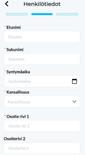 MiFinity-tilin luominen - vaihe 2 - Täytä henkilötietosi