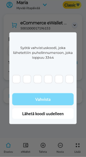 MiFinity-tilin luominen - vaihe 4 - Vahvista tilisi kertakäyttöisellä koodilla