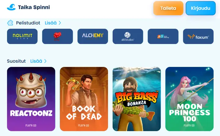 Taika Spinni Casino pelit