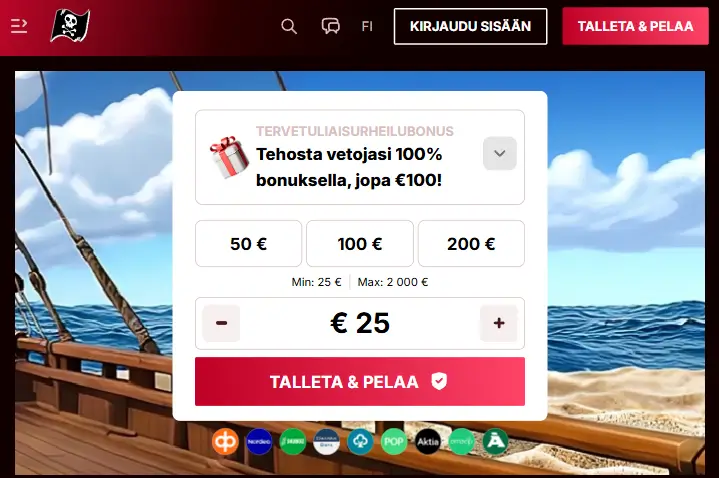 PiratePots Casino talletus
