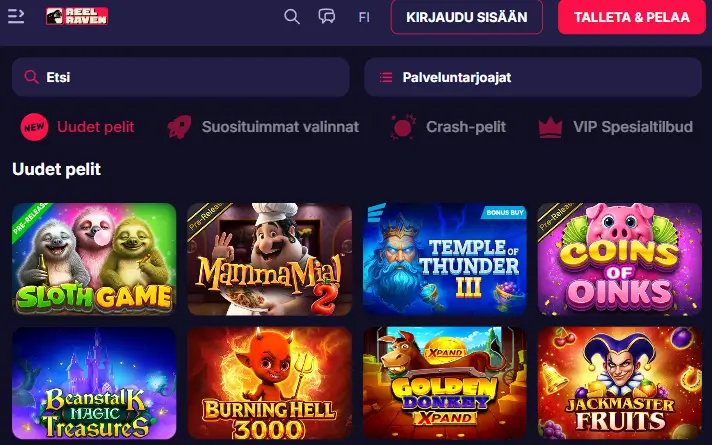 Reel Raven Casino pelit