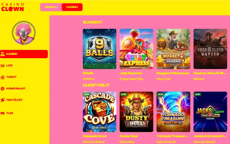 BetClown Casino pelit