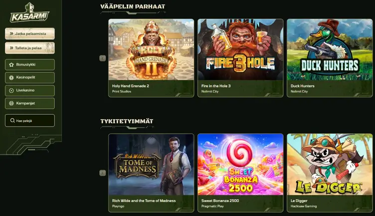 kasarmi casino pelit