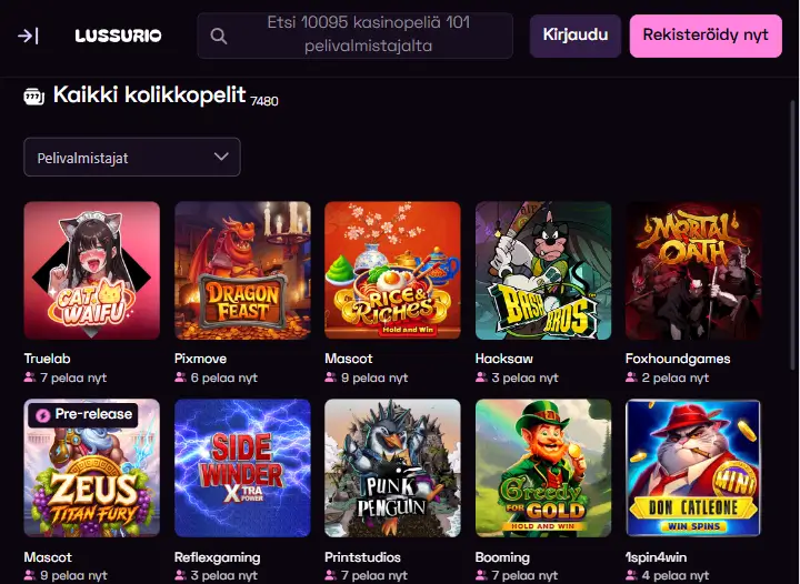 Lussurio Casino pelit