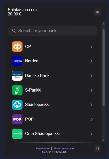 Salakasino talletus Salakasino talletus