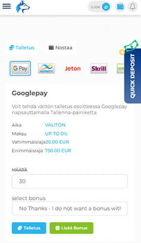 Testi – Google Pay casino talletus käytännössä
