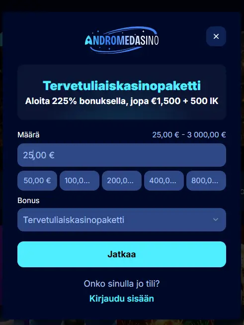 Andromedasino Casino talletus