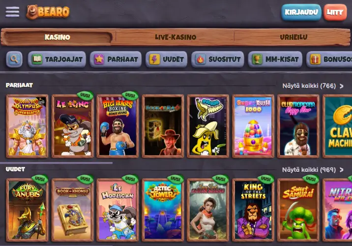 Bearo Casino pelit