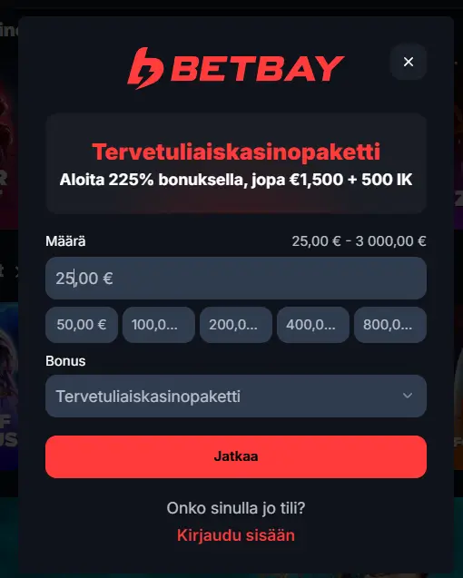 BetBay Casino talletus BetBay Casino talletus