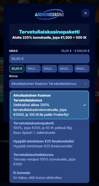 Andromedasino Casino talletus