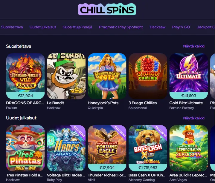 Chill Spins Kasino pelit