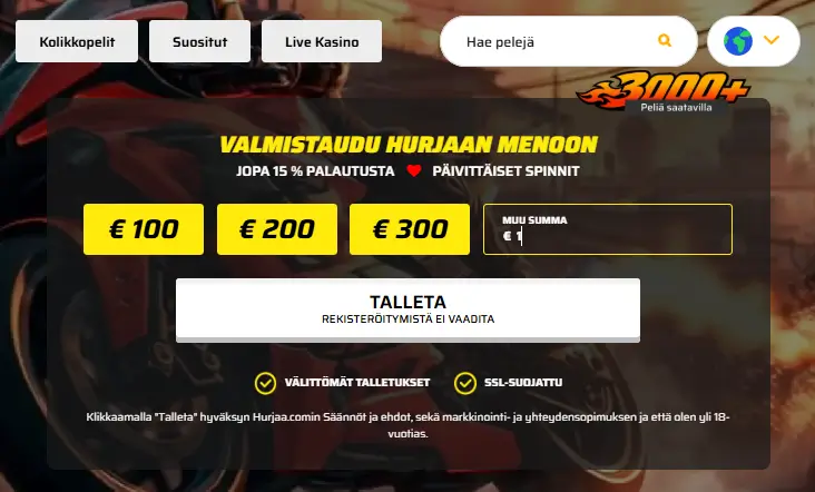Hurjaa Kasino talletus