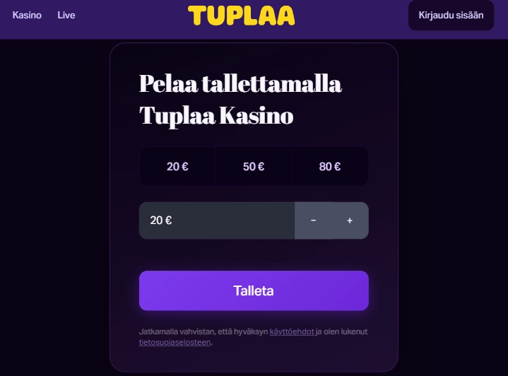 Tuplaa Casino talletus Tuplaa Casino talletus
