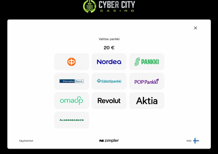 Cyber City Casino talletus
