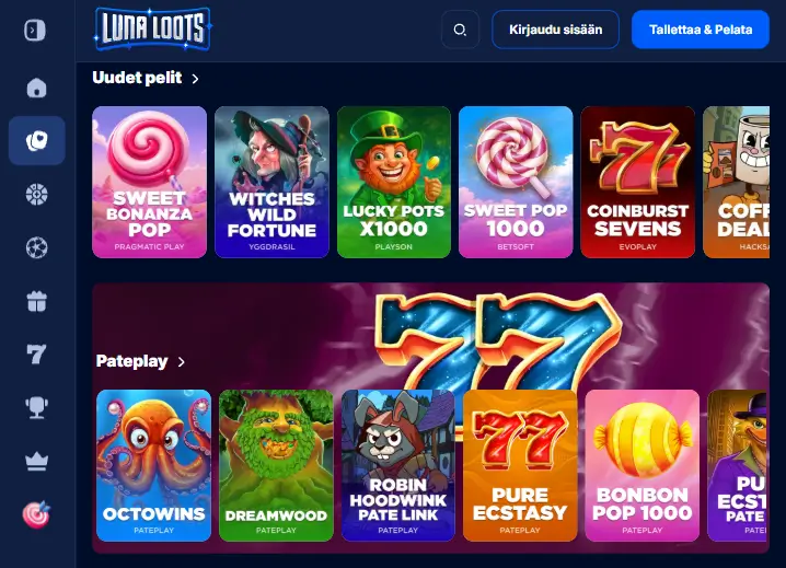LunaLoots Casino pelit